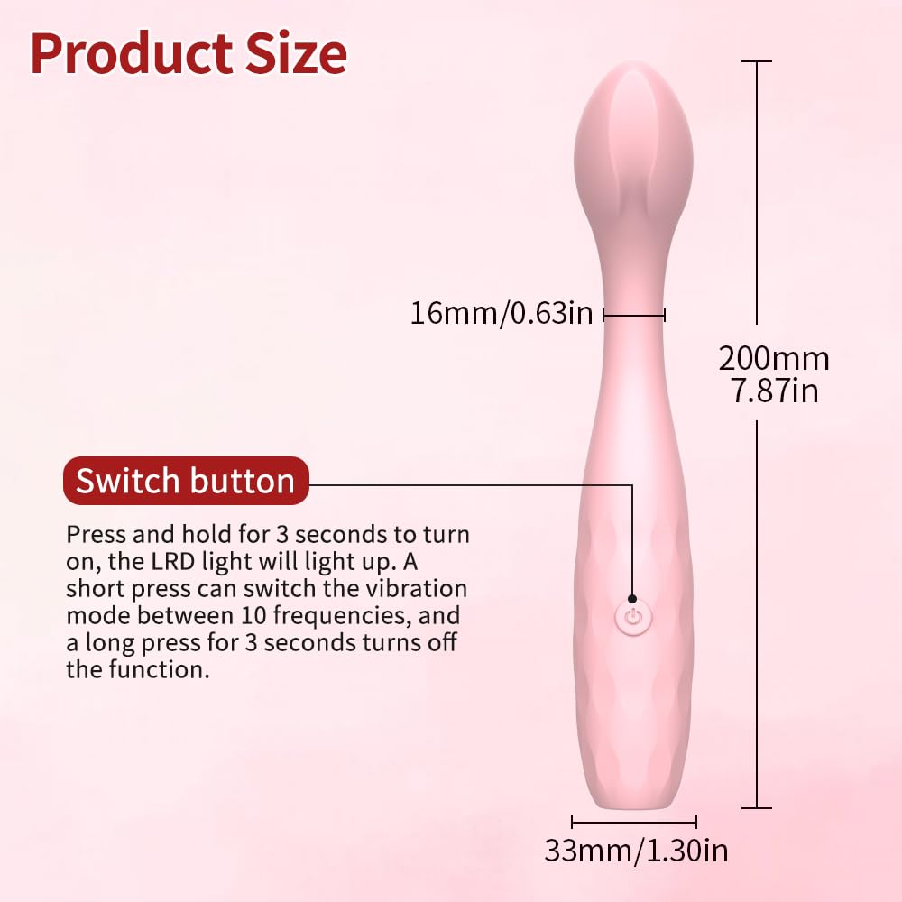 Vibromasseur à tête profilée — 10 modes, silicone, rose