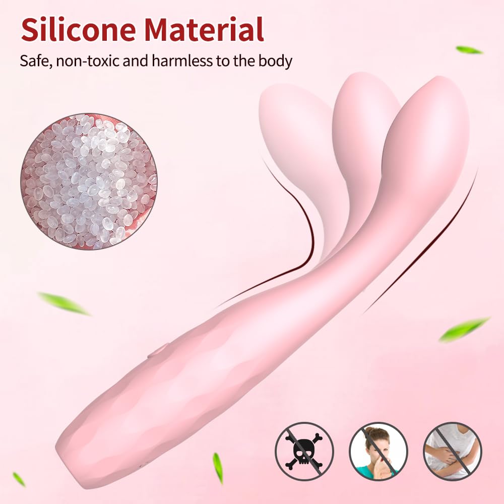 Vibromasseur à tête profilée — 10 modes, silicone, rose