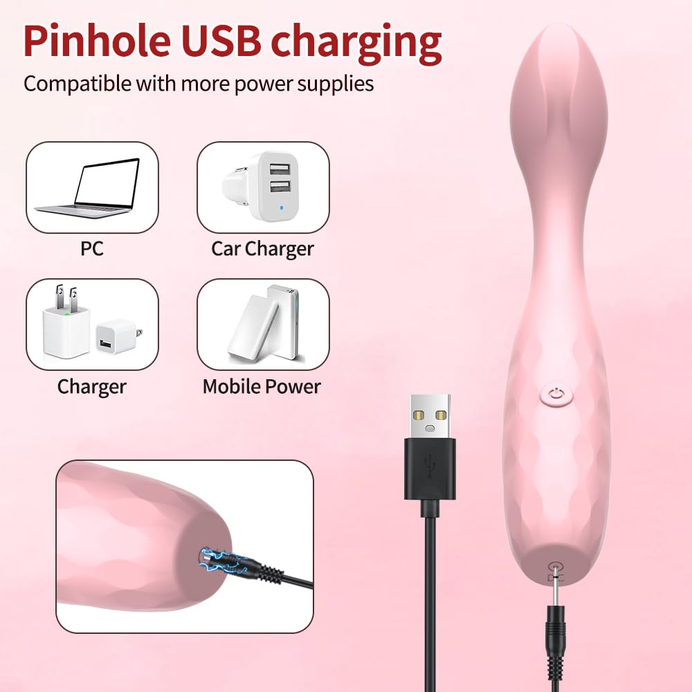 Vibromasseur à tête profilée — 10 modes, silicone, rose