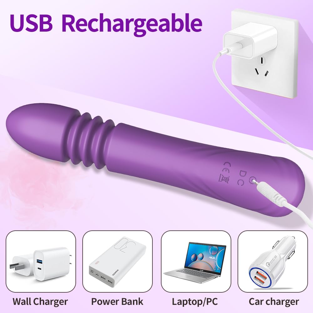 Vibromasseur télescopique rechargeable — USB - 10 vibrations et 3 mouvements