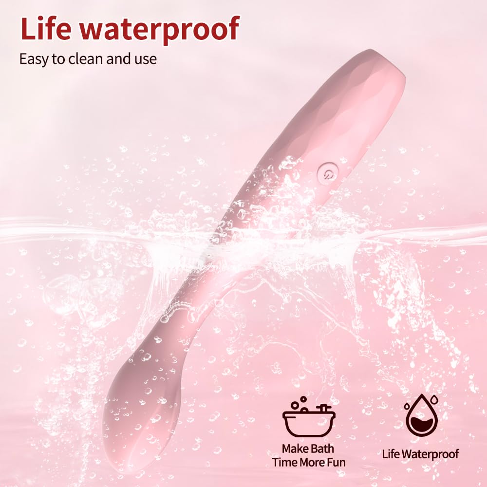 Vibromasseur à tête profilée — 10 modes, silicone, rose