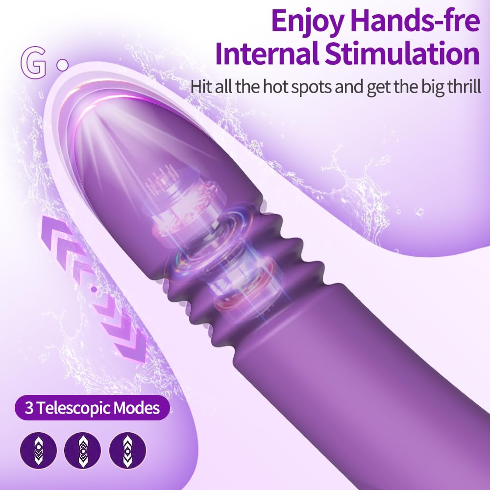 Vibromasseur télescopique rechargeable — USB - 10 vibrations et 3 mouvements